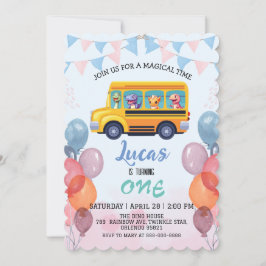 Convites Dinosauro engraçado De Volta à Escola Ônibus menin