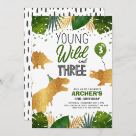Convites Dinossaur Aniversário Convide Wild E Três Festas D