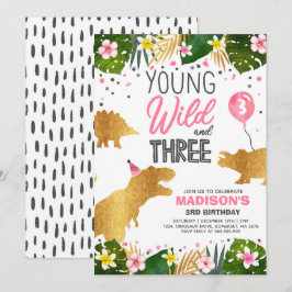 Convites Dinossaur Aniversário Convide Wild E Três Festas D