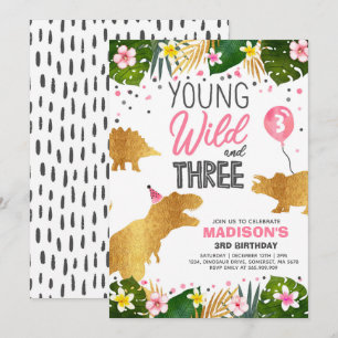 Convites Dinossaur Aniversário Convide Wild E Três Festas D