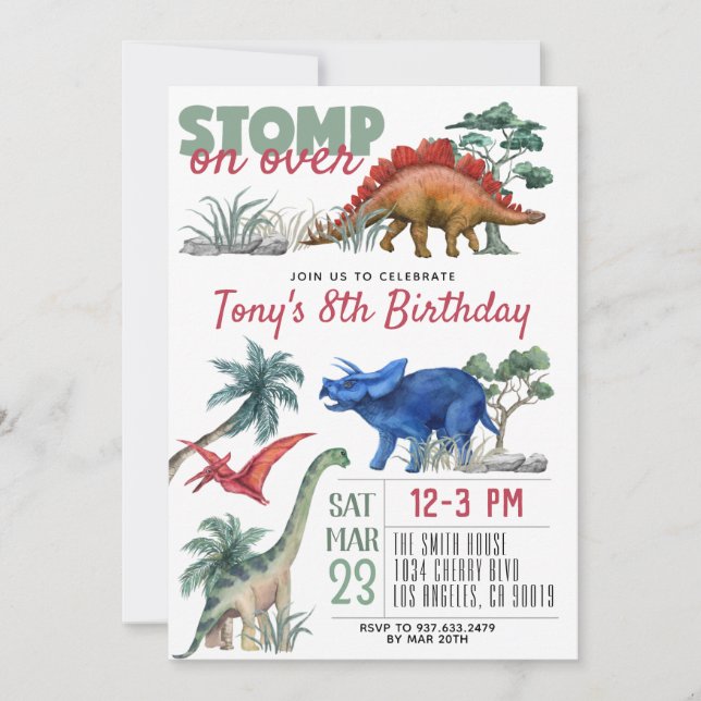 Convites Dinossaur Birthday (Frente)