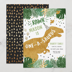 Convites Dinossaur Birthday T-Rex Boy 1rua Primeiro Anivers