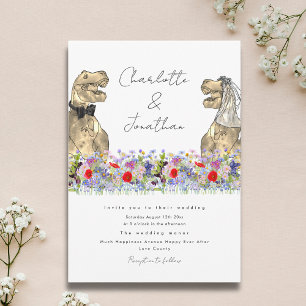 Convites Dinossaur Bride e Groom Wildflower