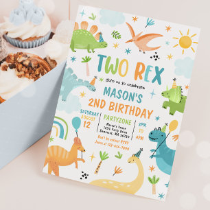 Convites Dinossaur, Dois segundos aniversários Rex