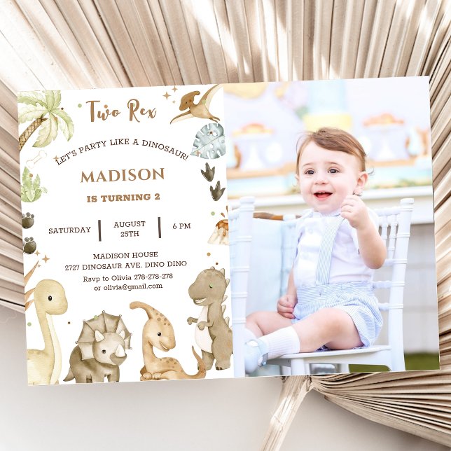 Convites Dinossaur, Dois segundos aniversários Rex (Criador carregado)