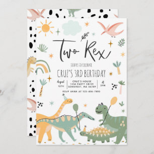 Convites Dinossaur, Dois segundos aniversários Rex