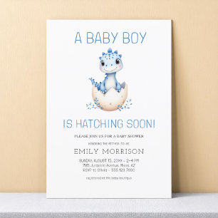 Convites Dinossaur Hatching Soon Blue Boy Chá de fraldas