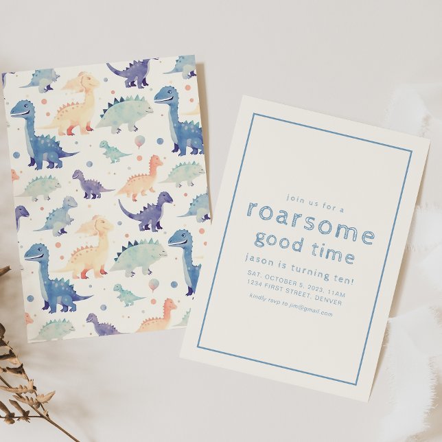 Convites Dinossaur Themed Festa de aniversário Invite (Criador carregado)
