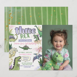 Convites Dinossaur Themed Party aniversário de 3 anos