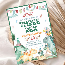 Convites Dinossaur Três Festa Rex aniversário de 3 anos