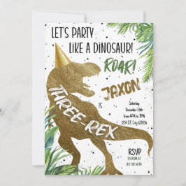 Convites Dinossaur Três Rex aniversário de 3 anos, Partido