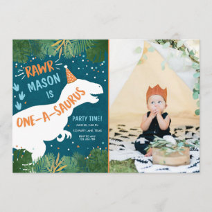 Convites Dinossauro 1-A-Saurus RAWR 1 rua Primeiro Aniversá