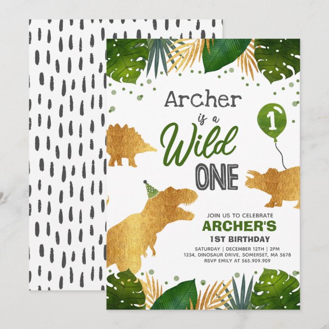 Convites Dinossauro Aniversário Convidar Um Partido Dinossa (Frente/Verso)