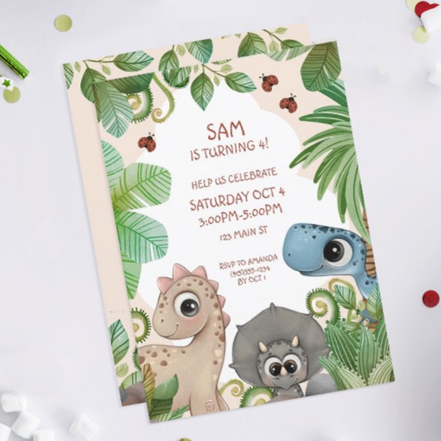 Convites Dinossauro Aniversário de criança Dino (Dinosaur Birthday Party Invitation)