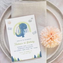 Dinossauro Aquarela e primeiro aniversario Azul Ar