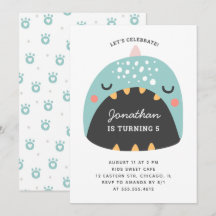 Dinossauro azul. Crianças dino engraçado. Aniversá