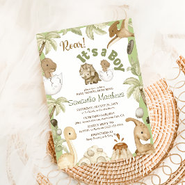 Convites Dinossauro Bonito 'É um Menino' Chá de fraldas