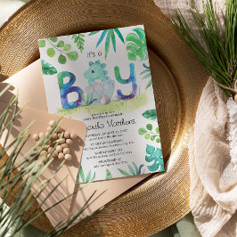 Convites Dinossauro Bonito 'É um Menino' Chá de fraldas