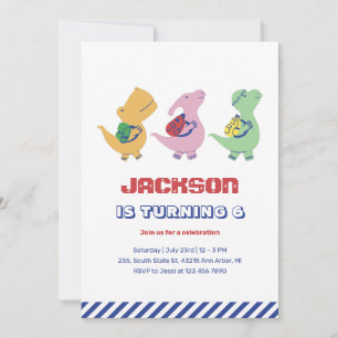 Convites Dinossauro Bonito Indo Ao Aniversário de criança E