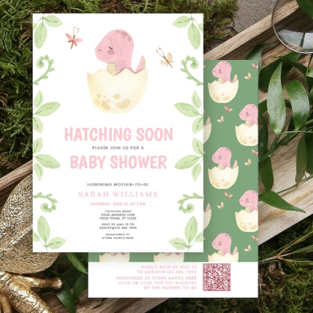 Convites Dinossauro Cortante QR Rapto Tocando Rapidamente C (Get ready for a Jurassic celebration with our adorable dinosaur baby shower invitations! 🦕)