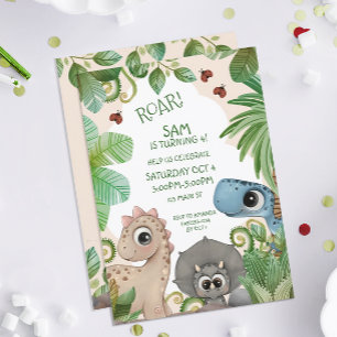 Convites Dinossauro Crianças 4º Aniversário