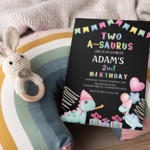 Convites Dinossauro do Partido Negra segundo aniversário Do