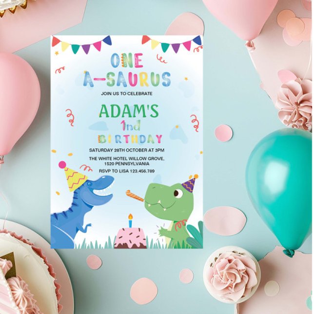 Convites Dinossauro e Bolo do Primeiro primeiro aniversario (Criador carregado)