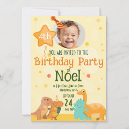 Convites Dinossauro Encantador com Foto Personalizada
