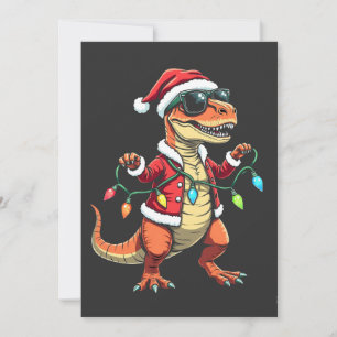 Convites Dinossauro Envolto com Luzes de Natal Chapéu do Pa