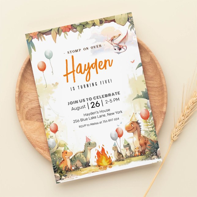 Convites Dinossauro Moderno Aniversário do Dinossauro Jurás (Criador carregado)