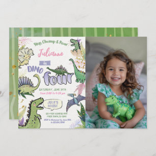Convites Dinossauro Partido Considerado Dino Quatro Quarto 