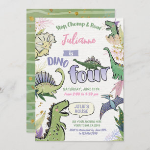 Convites Dinossauro Partido Considerado Dino Quatro Quarto 