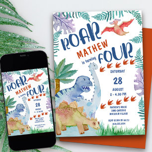 Convites Dinossauro Roar... está virando Quatro Rapazes 4º