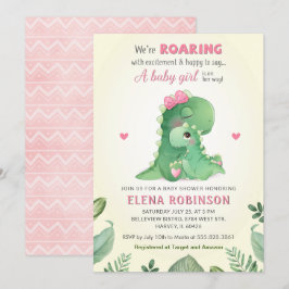 Convites Dinossauro Rosa Menininha Chá Selvagem e doce borr