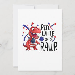 Convites Dinossauro Rugidor Vermelho Branco