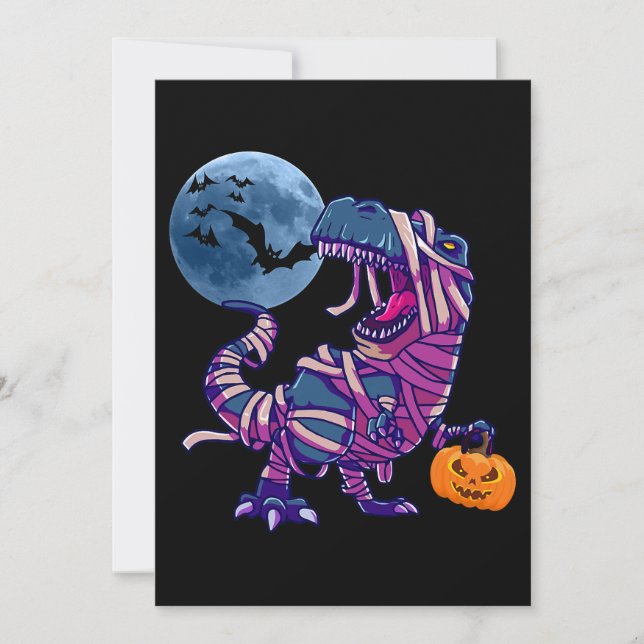 Convites Dinossauro Spooky Halloween Dinossaur TRex com Pum (Frente)