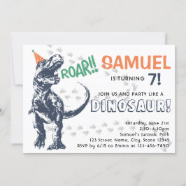 Convites Dinossauro T-Rex na Festa de aniversário do Chapéu