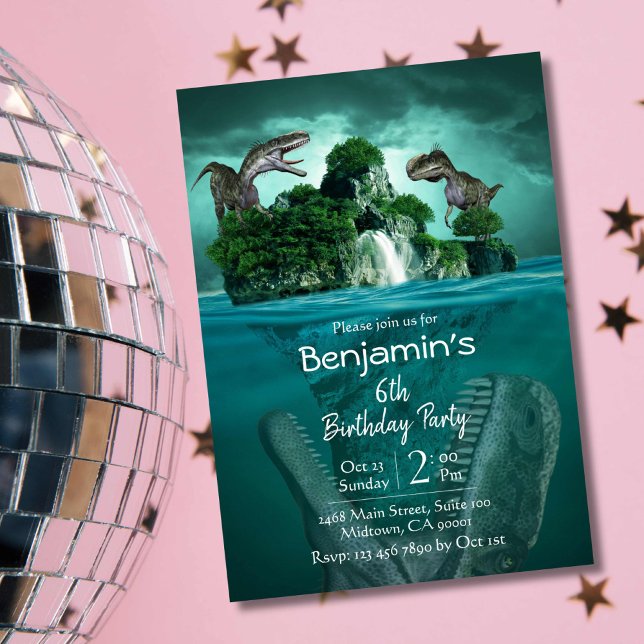 Convites Dinossauro temático de aniversário simples e moder (Criador carregado)