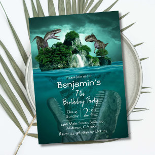 Convites Dinossauro temático de aniversário simples e moder