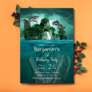 Convites Dinossauro temático simples primeiro aniversario m