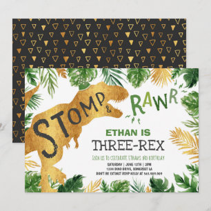 Convites Dinossauro, Três Rex, Aniversário, Garoto Dino