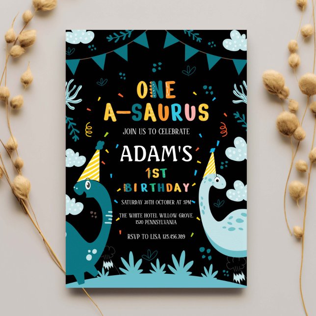 Convites Dinossauro Verde primeiro aniversario (Criador carregado)