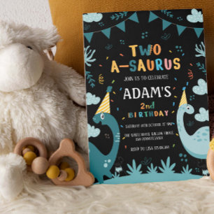 Convites Dinossauro Verde segundo aniversário de dois a sau