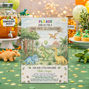 Convites Dinossauros Aquarela Vulcão Festa de 2 Anos