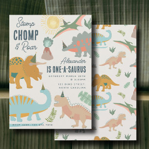 Convites Dinossauros Boho Festa Pré-Histórica Animais Anive
