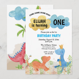 Convites Dinossauros bonitos tocando primeiro aniversario