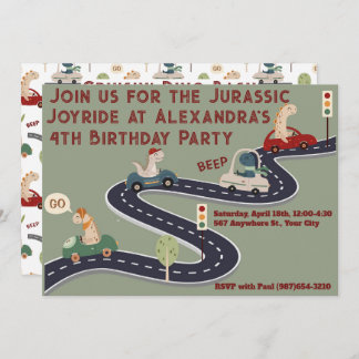 Convites Dinossauros Coloridos Pré-Históricos Personalizado