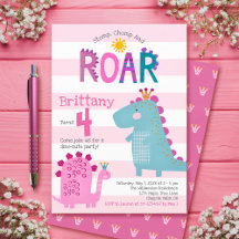 Dinossauros cor-de-rosa lindos Estompam Chomp Roar