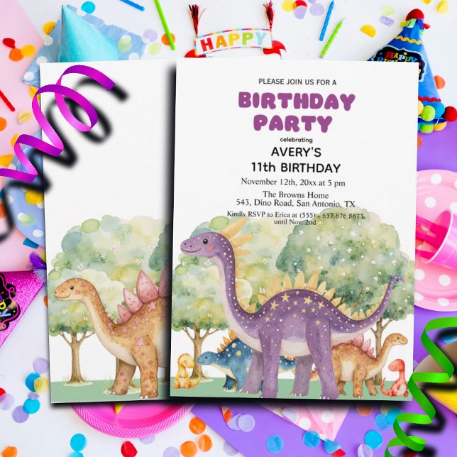 Convites Dinossauros e Árvores Festas de aniversário 11 col (Criador carregado)