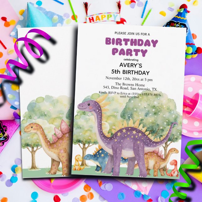 Convites Dinossauros e Árvores Festas de aniversário 5 colo (Criador carregado)